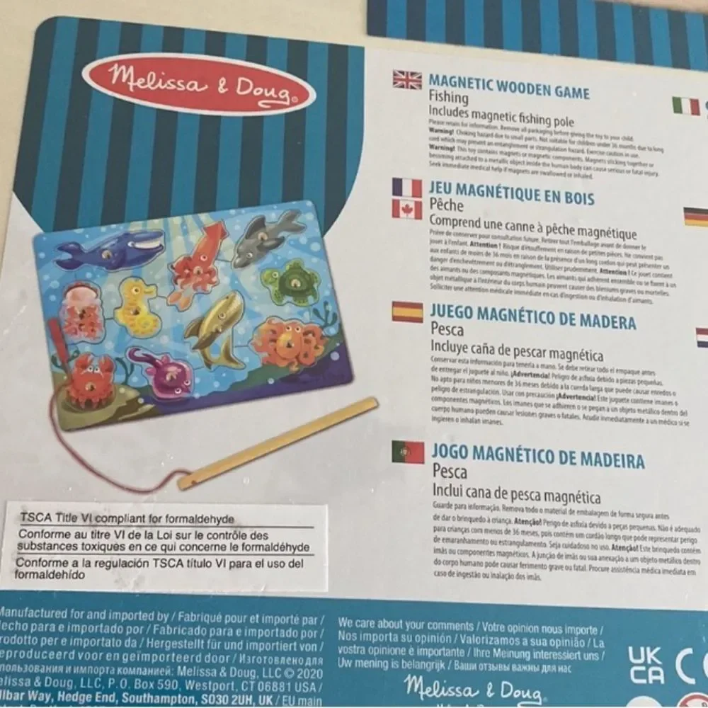 Melissa & Doug Ocean Adventure Magnetic Puzzle Fishing Game Wooden Learning